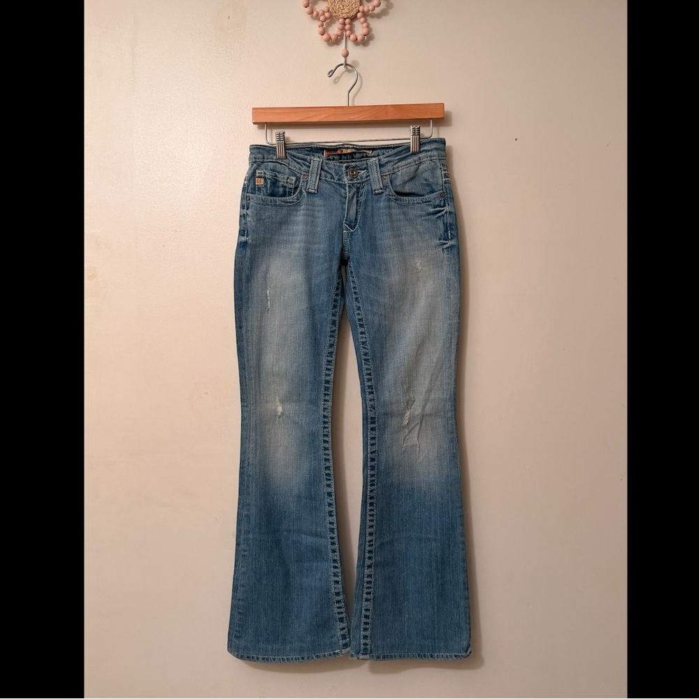 1196 Buckle Big Star Sweet Flare Jeans 26 (27x30.5) Ultra Low Rise Light Wash